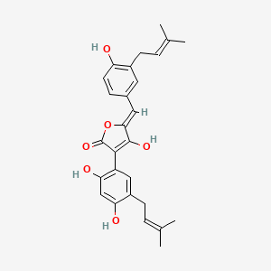 molecular formula C27H28O6 B3025981 3-[2,4-dihydroxy-5-(3-methyl-2-buten-1-yl)phenyl]-4-hydroxy-5-[[4-hydroxy-3-(3-methyl-2-buten-1-yl)phenyl]methylene]-2(5H)-furanone CAS No. 914071-54-8