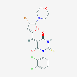 molecular formula C19H14BrCl2N3O4S B302599 5-{[4-bromo-5-(4-morpholinyl)-2-furyl]methylene}-1-(2,3-dichlorophenyl)-2-thioxodihydro-4,6(1H,5H)-pyrimidinedione 