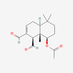 molecular formula C17H24O4 B3026006 (1R,4aS,8R,8aS)-8-(acetyloxy)-1,4,4a,5,6,7,8,8a-octahydro-5,5,8a-trimethyl-1,2-naphthalenedicarboxaldehyde CAS No. 1818425-44-3