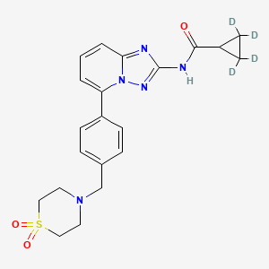 molecular formula C21H23N5O3S B3026010 N-[5-[4-[(1,1-dioxido-4-thiomorpholinyl)methyl]phenyl][1,2,4]triazolo[1,5-a]pyridin-2-yl]-cyclopropane-2,2,3,3-d4-carboxamide CAS No. 2041095-50-3