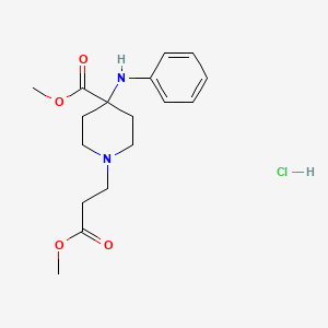 molecular formula C17H25ClN2O4 B3026029 4-(Methoxycarbonyl)-4-(phenylamino)-1-piperidinepropanoic acid, methyl ester CAS No. 938184-95-3