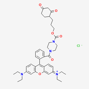 molecular formula C42H51ClN4O6 B3026034 3,6-Bis(diethylamino)-9-[2-[[4-[[3-(2,4-dioxocyclohexyl)propoxy]carbonyl]-1-piperazinyl]carbonyl]phenyl]-xanthylium, monochloride CAS No. 1001575-98-9
