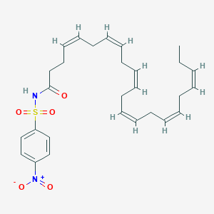 molecular formula C28H36N2O5S B3026047 (4Z,7Z,10Z,13Z,16Z,19Z)-N-[(4-nitrophenyl)sulfonyl]docosa-4,7,10,13,16,19-docosahexaenamide CAS No. 2454246-25-2