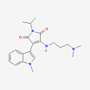 molecular formula C21H28N4O2 B3026057 1-Isopropyl-3-(1-methyl-1H-indole-3-yl)-4-[3-(dimethylamino)propylamino]-1H-pyrrole-2,5-dione CAS No. 1173657-73-2