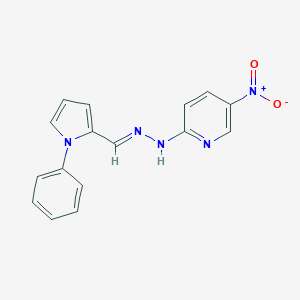 molecular formula C16H13N5O2 B302610 5-nitro-N-[(E)-(1-phenylpyrrol-2-yl)methylideneamino]pyridin-2-amine 