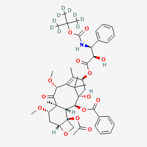 molecular formula C45H57NO14 B3026114 (alphaR,betaS)-beta-[[[1,1-di(methyl-d3)ethoxy-2,2,2-d3]carbonyl]amino]-alpha-hydroxy-benzenepropanoic acid, (2aR,4S,4aS,6R,9S,11S,12S,12aR,12bS)-12b-(acetyloxy)-12-(benzoyloxy)-2a,3,4,4a,5,6,9,10,11,12,12a,12b-dodecahydro-11-hydroxy-4,6-dimethoxy-4a,8,13,13-tetramethyl-5-oxo-7,11-methano-1H-cyclodeca[3,4]benz[1,2-b]oxet-9-yl ester CAS No. 1383572-19-7