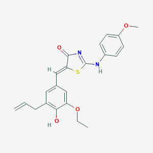 molecular formula C22H22N2O4S B302615 (5Z)-5-[(3-ethoxy-4-hydroxy-5-prop-2-enylphenyl)methylidene]-2-(4-methoxyanilino)-1,3-thiazol-4-one 