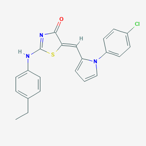 molecular formula C22H18ClN3OS B302618 (5Z)-5-[[1-(4-chlorophenyl)pyrrol-2-yl]methylidene]-2-(4-ethylanilino)-1,3-thiazol-4-one 