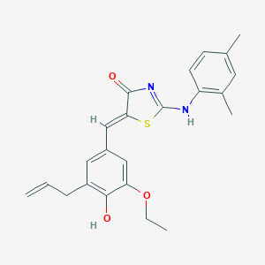 molecular formula C23H24N2O3S B302619 (5Z)-2-(2,4-dimethylanilino)-5-[(3-ethoxy-4-hydroxy-5-prop-2-enylphenyl)methylidene]-1,3-thiazol-4-one 