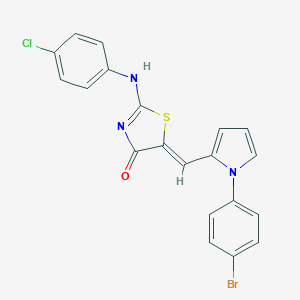 molecular formula C20H13BrClN3OS B302620 (5Z)-5-[[1-(4-bromophenyl)pyrrol-2-yl]methylidene]-2-(4-chloroanilino)-1,3-thiazol-4-one 