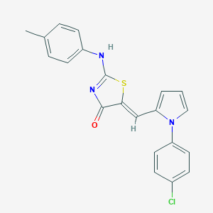 molecular formula C21H16ClN3OS B302622 (5Z)-5-[[1-(4-chlorophenyl)pyrrol-2-yl]methylidene]-2-(4-methylanilino)-1,3-thiazol-4-one 