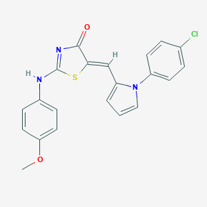 molecular formula C21H16ClN3O2S B302624 (5Z)-5-[[1-(4-chlorophenyl)pyrrol-2-yl]methylidene]-2-(4-methoxyanilino)-1,3-thiazol-4-one 