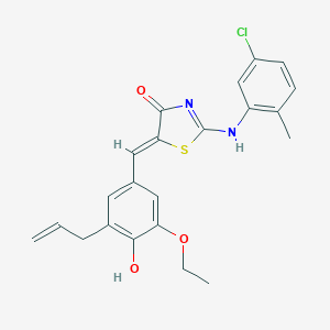 molecular formula C22H21ClN2O3S B302625 (5Z)-2-(5-chloro-2-methylanilino)-5-[(3-ethoxy-4-hydroxy-5-prop-2-enylphenyl)methylidene]-1,3-thiazol-4-one 