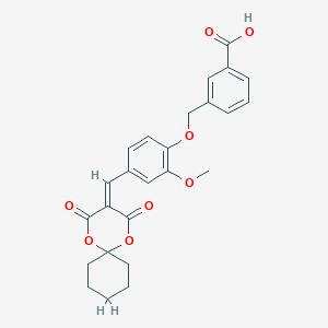 molecular formula C25H24O8 B302626 3-({4-[(2,4-Dioxo-1,5-dioxaspiro[5.5]undec-3-ylidene)methyl]-2-methoxyphenoxy}methyl)benzoic acid 