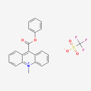 molecular formula C22H16F3NO5S B3026268 10-Methyl-9-(phenoxycarbonyl)-acridinium,1,1,1-trifluoromethanesulfonate CAS No. 161006-14-0