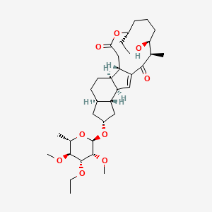molecular formula C34H54O9 B3026276 (1S,2R,5R,7R,9R,10S,14R,15S,19S)-7-[(2R,3R,4R,5S,6S)-4-Ethoxy-3,5-dimethoxy-6-methyloxan-2-yl]oxy-19-ethyl-15-hydroxy-14-methyl-20-oxatetracyclo[10.10.0.02,10.05,9]docos-11-ene-13,21-dione CAS No. 2055494-09-0