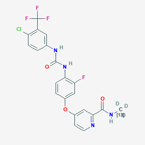 molecular formula C21H15ClF4N4O3 B3026279 4-[4-[[[[4-chloro-3-(trifluoromethyl)phenyl]amino]carbonyl]amino]-3-fluorophenoxy]-N-(methyl-13C-d3)-2-pyridinecarboxamide CAS No. 2126178-55-8
