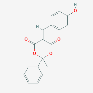 molecular formula C18H14O5 B302628 5-(4-Hydroxybenzylidene)-2-methyl-2-phenyl-1,3-dioxane-4,6-dione 