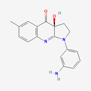 molecular formula C18H17N3O2 B3026283 (3aS)-1-(3-aminophenyl)-1,2,3,3a-tetrahydro-3a-hydroxy-6-methyl-4H-pyrrolo[2,3-b]quinolin-4-one CAS No. 2097141-18-7