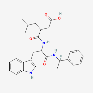 molecular formula C27H33N3O4 B3026284 3-({3-(1H-indol-3-yl)-1-oxo-1-[(1-phenylethyl)amino]propan-2-yl}carbamoyl)-5-methylhexanoic acid CAS No. 171347-75-4