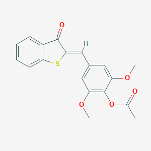 molecular formula C19H16O5S B302630 2,6-dimethoxy-4-[(3-oxo-1-benzothien-2(3H)-ylidene)methyl]phenyl acetate 
