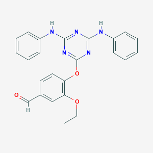 molecular formula C24H21N5O3 B302634 4-[(4,6-Dianilino-1,3,5-triazin-2-yl)oxy]-3-ethoxybenzaldehyde 