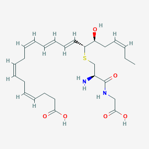 molecular formula C27H40N2O6S B3026352 S-[(1R,2E,4E,6Z,9Z,12Z)-15-carboxy-1-[(1S,3Z)-1-hydroxy-3-hexen-1-yl]-2,4,6,9,12-pentadecapentaen-1-yl]-L-cysteinyl-glycine CAS No. 1810710-63-4