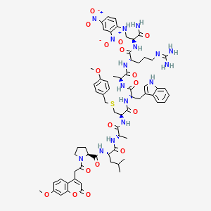 molecular formula C66H82N16O17S B3026357 1-[2-(7-甲氧基-2-氧代-2H-1-苯并吡喃-4-基)乙酰]-L-脯氨酰-L-亮氨酰-L-丙氨酰-S-[(4-甲氧基苯基)甲基]-L-半胱氨酰-L-色氨酰-L-丙氨酰-L-精氨酰-3-[(2,4-二硝基苯基)氨基]-L-丙氨酰胺 CAS No. 1926163-82-7