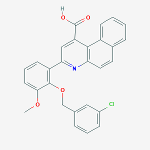 molecular formula C28H20ClNO4 B302636 3-{2-[(3-Chlorobenzyl)oxy]-3-methoxyphenyl}benzo[f]quinoline-1-carboxylic acid 