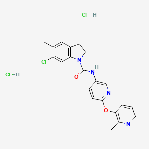 molecular formula C21H21Cl3N4O2 B3026406 6-Chloro-5-methyl-N-(6-((2-methylpyridin-3-yl)oxy)pyridin-3-yl)indoline-1-carboxamide dihydrochloride CAS No. 1215566-78-1