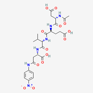 molecular formula C26H34N6O13 B3026421 (4S)-4-[[(2S)-2-乙酰氨基-3-羧基丙酰基]氨基]-5-[[(2S)-1-[[(1S)-1-羧基-3-(4-硝基苯胺基)-3-氧代丙酰基]氨基]-3-甲基-1-氧代丁-2-基]氨基]-5-氧代戊酸 CAS No. 189684-50-2