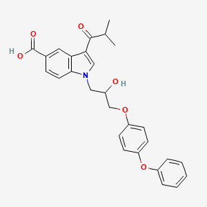 1-[2-Hydroxy-3-(4-phenoxyphenoxy)propyl]-3-(2-methylpropanoyl)-1H-indole-5-carboxylic acid