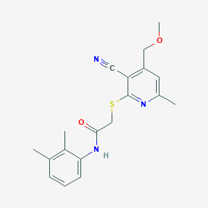 molecular formula C19H21N3O2S B302644 2-{[3-cyano-4-(methoxymethyl)-6-methylpyridin-2-yl]thio}-N-(2,3-dimethylphenyl)acetamide 