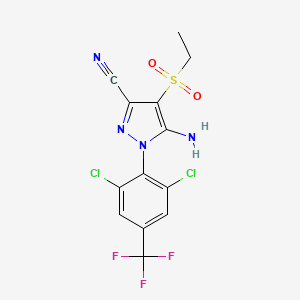 molecular formula C13H9Cl2F3N4O2S B3026441 1H-Pyrazole-3-carbonitrile, 5-amino-1-(2,6-dichloro-4-(trifluoromethyl)phenyl)-4-(ethylsulfonyl)- CAS No. 120068-68-0