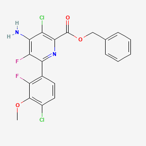molecular formula C20H14Cl2F2N2O3 B3026459 Benzyl 4-amino-3-chloro-6-(4-chloro-2-fluoro-3-methoxyphenyl)-5-fluoropyridine-2-carboxylate CAS No. 1390661-72-9