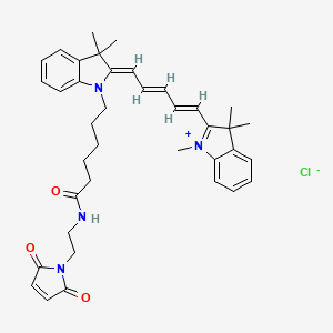molecular formula C38H45ClN4O3 B3026474 6-[(2Z)-3,3-二甲基-2-[(2E,4E)-5-(1,3,3-三甲基吲哚-1-鎓-2-基)戊-2,4-二烯亚基]吲哚-1-基]-N-[2-(2,5-二氧代吡咯-1-基)乙基]己酰胺；氯化物 CAS No. 1437796-65-0