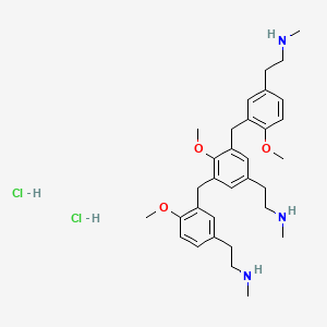 2-[4-Methoxy-3-[[2-methoxy-3-[[2-methoxy-5-[2-(methylamino)ethyl]phenyl]methyl]-5-[2-(methylamino)ethyl]phenyl]methyl]phenyl]-N-methylethanamine;molecular hydrogen;dihydrochloride
