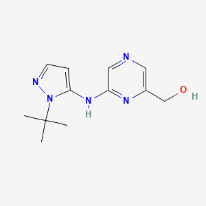 molecular formula C12H17N5O B3026549 (6-((1-(tert-Butyl)-1H-pyrazol-5-yl)amino)pyrazin-2-yl)methanol CAS No. 1010086-67-5