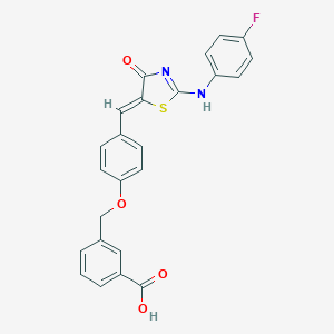 molecular formula C24H17FN2O4S B302660 3-[[4-[(Z)-[2-(4-fluoroanilino)-4-oxo-1,3-thiazol-5-ylidene]methyl]phenoxy]methyl]benzoic acid 