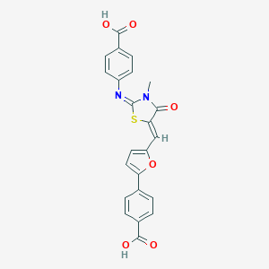 molecular formula C23H16N2O6S B302661 4-[5-({2-[(4-Carboxyphenyl)imino]-3-methyl-4-oxo-1,3-thiazolidin-5-ylidene}methyl)-2-furyl]benzoic acid 