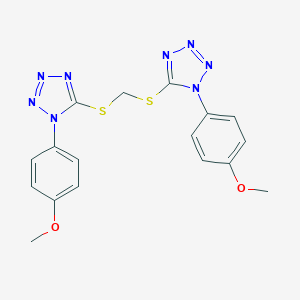 molecular formula C17H16N8O2S2 B302667 1-(4-methoxyphenyl)-5-[({[1-(4-methoxyphenyl)-1H-tetraazol-5-yl]sulfanyl}methyl)sulfanyl]-1H-tetraazole 