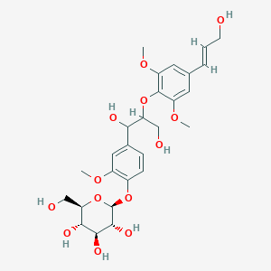 molecular formula C27H36O13 B3026673 (2S,3R,4S,5S,6R)-2-[4-[1,3-Dihydroxy-2-[4-[(E)-3-hydroxyprop-1-enyl]-2,6-dimethoxyphenoxy]propyl]-2-methoxyphenoxy]-6-(hydroxymethyl)oxane-3,4,5-triol CAS No. 105279-10-5