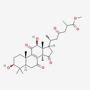 molecular formula C31H44O8 B3026681 Methyl (6R)-6-[(3S,5R,10S,12S,13R,14R,17R)-3,12-dihydroxy-4,4,10,13,14-pentamethyl-7,11,15-trioxo-1,2,3,5,6,12,16,17-octahydrocyclopenta[a]phenanthren-17-yl]-2-methyl-4-oxoheptanoate CAS No. 105742-81-2
