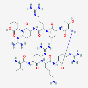 molecular formula C51H100N22O11 B3026682 2-[[2-[[2-[[2-[[2-[[2-[[6-氨基-2-[[2-[(2-氨基-3-甲基丁酰)氨基]-5-(二氨基亚甲基亚氨基)戊酰]氨基]己酰]氨基]-5-(二氨基亚甲基亚氨基)戊酰]氨基]-3-羟基丁酰]氨基]-4-甲基戊酰]氨基]-5-(二氨基亚甲基亚氨基)戊酰]氨基]-5-(二氨基亚甲基亚氨基)戊酰]氨基]-4-甲基戊酸 CAS No. 105802-82-2