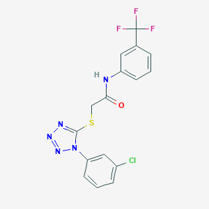 molecular formula C16H11ClF3N5OS B302674 2-{[1-(3-chlorophenyl)-1H-tetraazol-5-yl]sulfanyl}-N-[3-(trifluoromethyl)phenyl]acetamide 