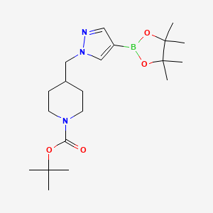 molecular formula C20H34BN3O4 B3026752 tert-Butyl 4-((4-(4,4,5,5-tetramethyl-1,3,2-dioxaborolan-2-yl)-1H-pyrazol-1-yl)methyl)piperidine-1-carboxylate CAS No. 1092563-72-8