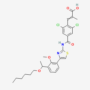 2-Propenoic acid, 3-[2,6-dichloro-4-[[[4-[3-[(1S)-1-(hexyloxy)ethyl]-2-methoxyphenyl]-2-thiazolyl]amino]carbonyl]phenyl]-2-methyl-, (2E)-