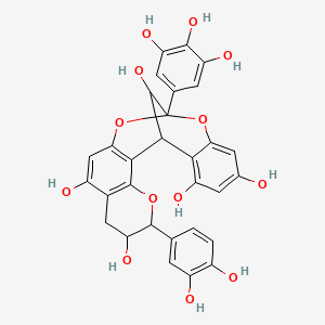 molecular formula C30H24O13 B3026785 5-(3,4-Dihydroxyphenyl)-13-(3,4,5-trihydroxyphenyl)-4,12,14-trioxapentacyclo[11.7.1.02,11.03,8.015,20]henicosa-2(11),3(8),9,15,17,19-hexaene-6,9,17,19,21-pentol CAS No. 111466-29-6