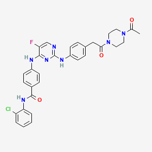 molecular formula C31H29ClFN7O3 B3026855 4-{[2-({4-[2-(4-Acetylpiperazin-1-Yl)-2-Oxoethyl]phenyl}amino)-5-Fluoropyrimidin-4-Yl]amino}-N-(2-Chlorophenyl)benzamide CAS No. 1158838-43-7