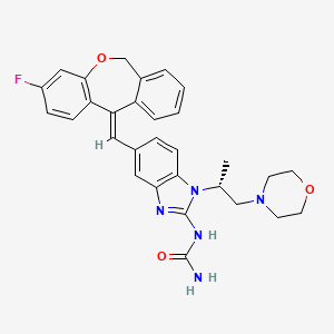 molecular formula C30H30FN5O3 B3026868 (E)-1-(5-((E)-(3-Fluorodibenzo(b,E)oxepin-11(6H)-ylidene)methyl)-1-((R)-1-morpholinopropan-2-yl)-1H-benzo(d)imidazol-2(3H)-ylidene)urea CAS No. 1162264-07-4